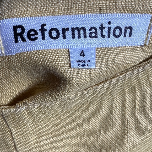 Reformation Cleo Linen Pants Ss 4 Wide Leg Pants in Mustard Yellow High Waist - Picture 7 of 9